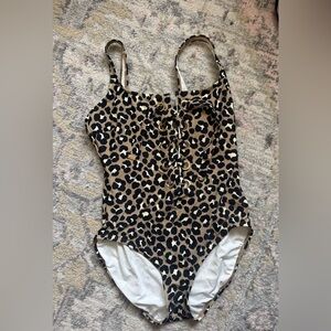 Michael Kors one piece leopard swimsuit
Lace up front